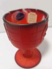 VTG Imperial Glass Goblet Swirl Slag Red Orange EAGLE Stem 4