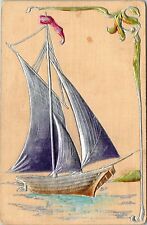 1908 Embossed Sail Boat Italian Italy Art Vintage Postcard picture