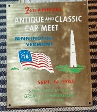 Vintage 1968 Bennington Vermont 2nd Annual Antique & Classic Car Meet Plaque picture