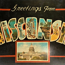 Postcard WI Large Letter Greetings from Wisconsin The Badger State 1962 picture