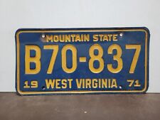 1971 West Virginia License Plate Tag. picture