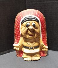 Vintage Cartoon Indian Chief Head Chalkware Childs Kid Bank picture