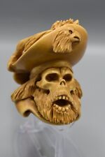 Skull Pirate PIPE BLOCK MEERSCHAUM NEW Handmade Custom Made Fitted Case#1771 picture