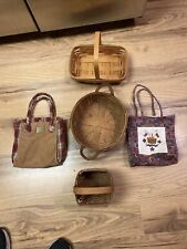 Longaberger Basket Lot Of 5 -3 Handwoven  Wicker Baskets From Dresden Ohio picture