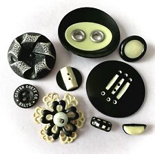 Vintage Lot of Fantastic Black & White Buttons, Unusual Designs picture