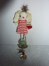 Darling Vintage Style Handmade Christmas Ornament Pom Pom Mouse Clip picture