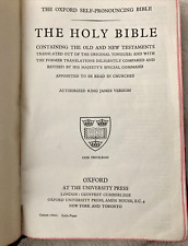 Vintage Holy Bible Oxford Press 1900's Leather King James Version picture