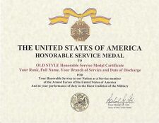 Honorable Service Certificate (OLD STYLE)  Ruptured Duck Army USN USAF USMC USMM picture