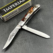 Schrade Imperial Amber Celluloid 2 Blade Medium Trapper Folding EDC Pocket Knife picture