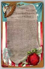 Vintage 1910s Tuck's Declaration of Independence Postcard Collectible picture