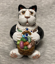 Signed Vickie Thomas Tabby Cat Figure  Folk Art Hand Painted Org Sticker picture