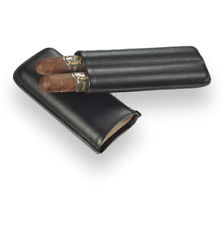 Visol Wheeler Leather 2-Finger Cigar Cases - Black picture