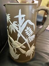 ANTIQUE  Brown Jasperware WEDGWOOD  DIP LARGER PITCHER Rare & Signed picture