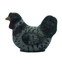 Chicken Hen Figurine Speckled Grey Farm Country Porcelain Cottage Granny Mini picture