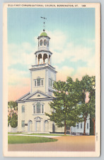 Bennington Vermont Old First Congressional Church Linen Postcard picture