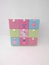 2006 Sanrio HELLO KITTY TRINKET JEWELRY BOX 9 Quilted Drawers 9.5” Wood  picture