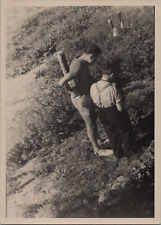 France, Besse en Chandesse, two men in a meadow, 1950 vintage silver print, picture