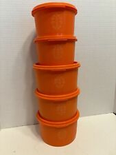 Set of 5 Vintage Tupperware Storage Canisters Orange Servalier 3.5” And 3” picture
