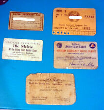 Vintage 1940's Docs Cigarette Ration Emergency Vehicle Permit Fireman SSN Card + picture