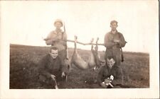 Vtg Found B&W Photo US Soldiers Hunting Deer WW2 Uniform Puppy Army Military picture