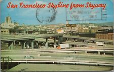 San Francisco Skyline 60's Coca Cola Chevrolet Hill Bourbon Cars Motion Postcard picture