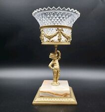 Vintage Pairpoint Cherub Marble Base Brilliant Cut Glass Compote  picture