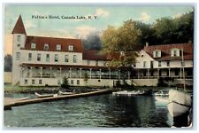 1912 Exterior View Fulton Hotel Building Boat Canada Lake New York NY Postcard picture