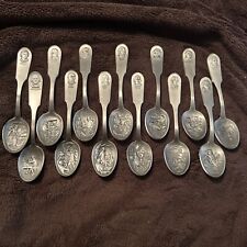 1976 Franklin Mint Bicentennial Pewter Spoon Set Political Military Leaders 13 picture