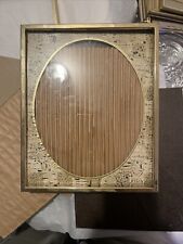 Retro Vintage Gold Tone Metal PICTURE FRAME Stand up Easel Faux Wood Matte picture