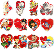 12PCS Vintage Valentines Day Cutouts, Retro Valentine Cut-Outs Cardboard picture