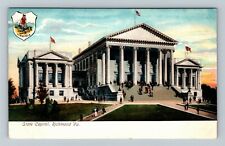 Richmond VA-Virginia, State Capitol Building, Seal, Visitors Vintage Postcard picture