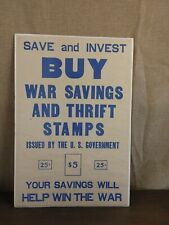 VINTAGE WWI WORLD WAR 1 SAVE & INVEST BUY WAR SAVINGS and THRIFT STAMPS POSTER picture