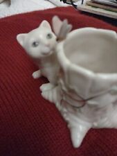 Lenox Curious Kitty Cat With Butterfly And Tree Stump Votive Holder picture