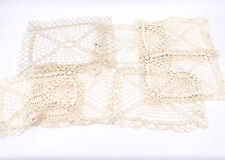 VTG Lot of 7 Decorative Rectangle Hand Crocheted Beige Cotton Doilies 14