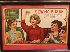 Sewing Susan ~ 1950’s Gold Eye Needles w/threader, Original Package picture
