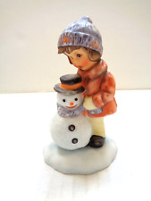 Vtg GOEBEL 2001 A GIFT FOR SNOWMAN LITTLE GIRL AND SNOWMAN FIGURINE picture