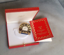 100% Authentic vintage Cartier Paris desk clock,enamel Roman numbers,box,booklet picture