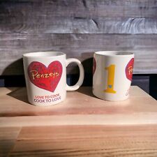 2 Rare Penzeys Choose Love To Cook Heart Coffee Tea Mugs Cups Vintage One 1 picture