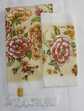 Vintage Yellow with Tan Flowers & Butterflies Bath Towel & Washcloth  NEW picture