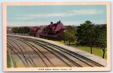 Postcard Canada Kenora Ontario CPR Station Railroad Tracks B1 picture