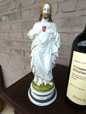 19thc Antique French porcelain sacred heart jesus  statue figurine picture
