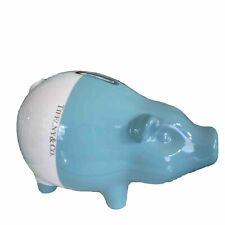 Tiffany&Co Color Block Piggy Bank Pig Blue White Ceramic picture
