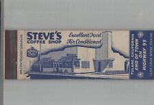 1930s Matchbook Cover Crown Match Co Steve's Coffee Shop Tulare, CA picture