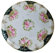 Antique Nippo Porcelain Teapot Trivet w/ Hand-Painted Pink Roses & Gold Decor picture
