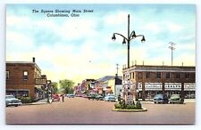 Postcard Square Showing Main Street Columbiana Ohio OH picture