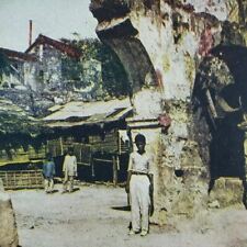 Philippines Manila Earthquake Aqueduct Ruined Lithoview Ruins Stereoview B350 picture