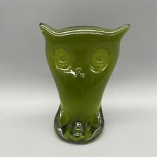 Viking Glass Green Owl Figurine Paperweight 4.25