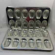 2 Pc French Madeline 12 Piece Sponge Cake Baking Sheets Pans Molds 2x3
