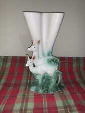 Vintage Large Christmas Vase With Two Deer 312 By Hull Regal In USA  picture