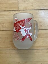 Vintage Harvard Crimson frosted glass mug with Gridiron King song picture